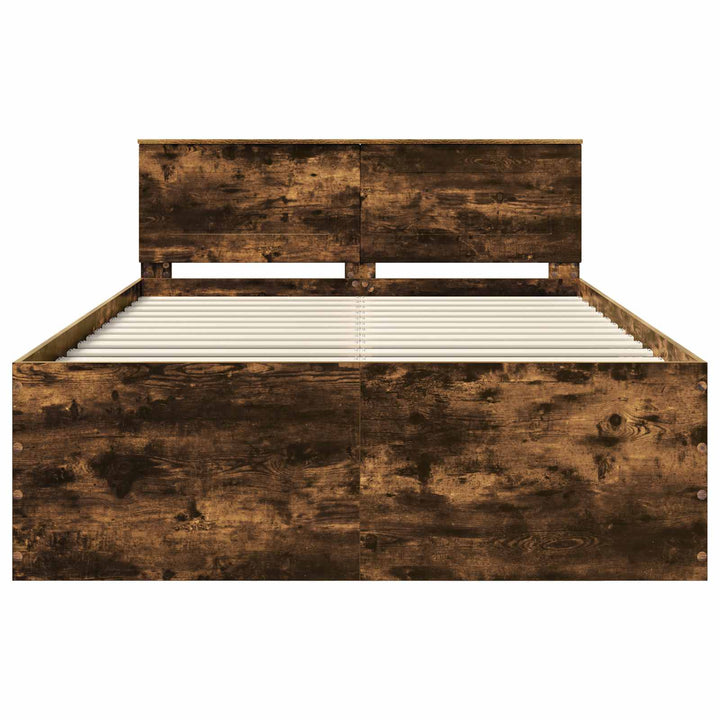 Sengestel med hovedgærde Røget eg 150 x 200 cm Konstrueret træ