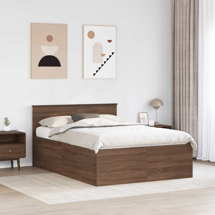 Sengestel med hovedgærde Brun eg 150 x 200 cm Konstrueret træ