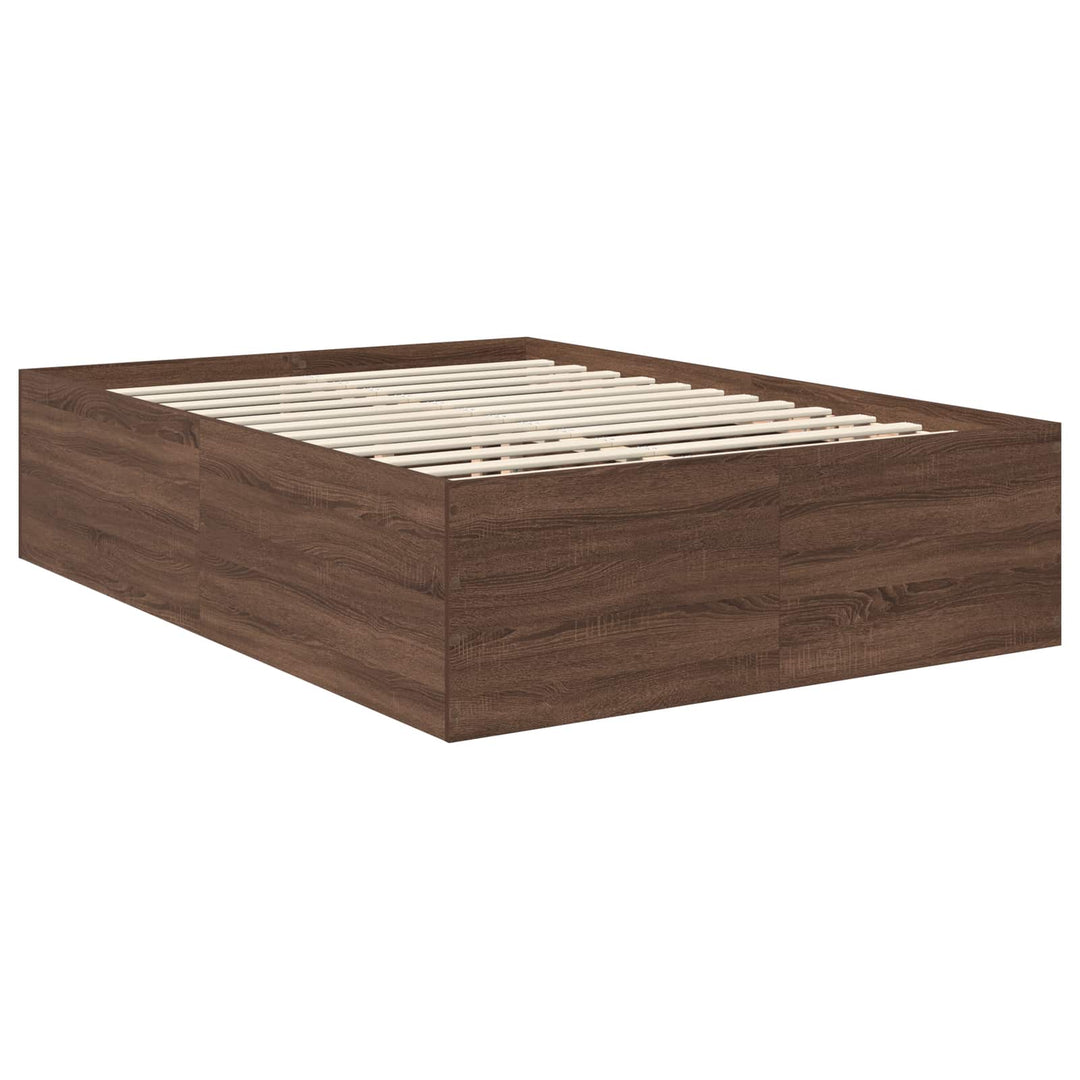 Sengestel med hovedgærde Brun eg 150 x 200 cm Konstrueret træ