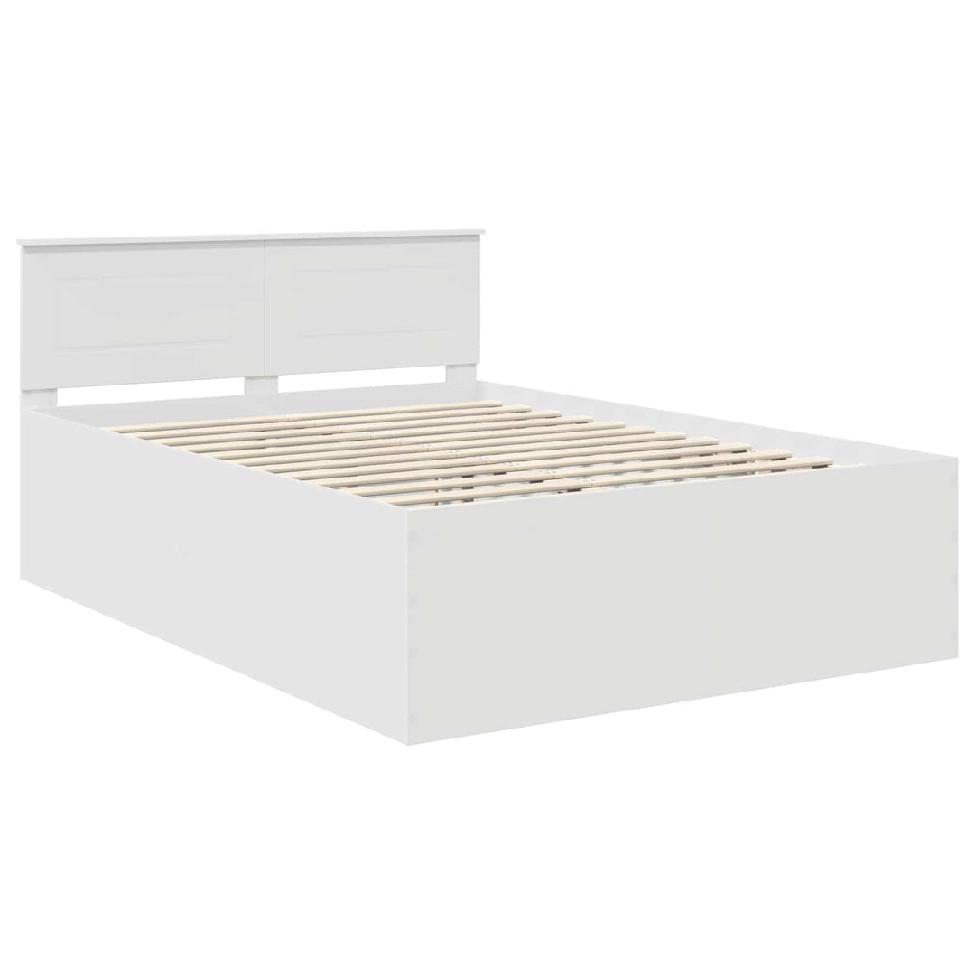 Sengestel med hovedgærde Hvid 140 x 200 cm Konstrueret træ