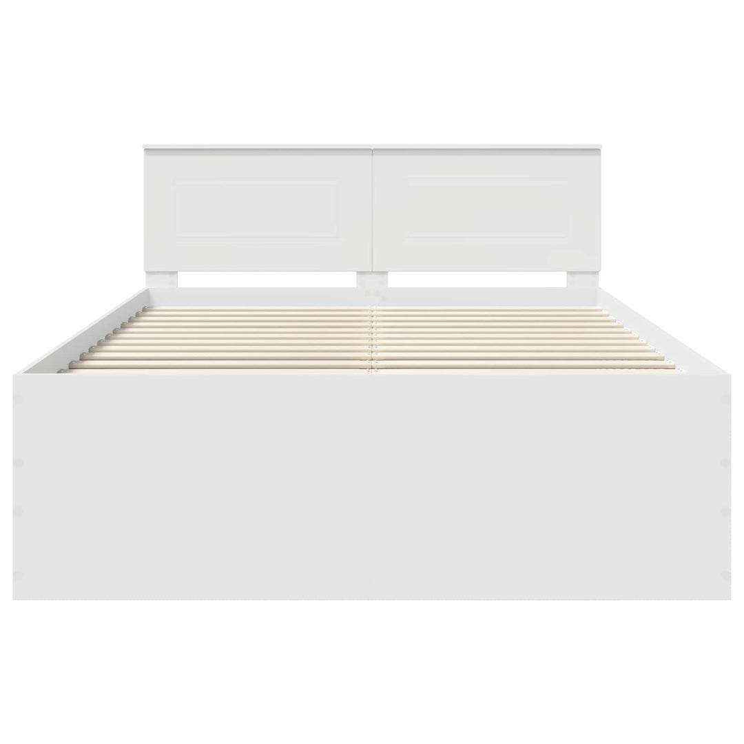 Sengestel med hovedgærde Hvid 140 x 200 cm Konstrueret træ