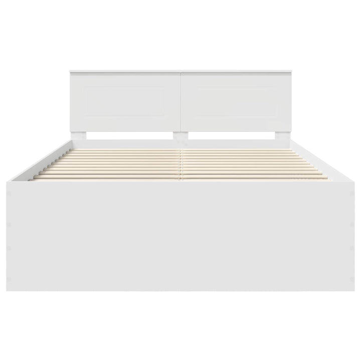 Sengestel med hovedgærde Hvid 140 x 200 cm Konstrueret træ