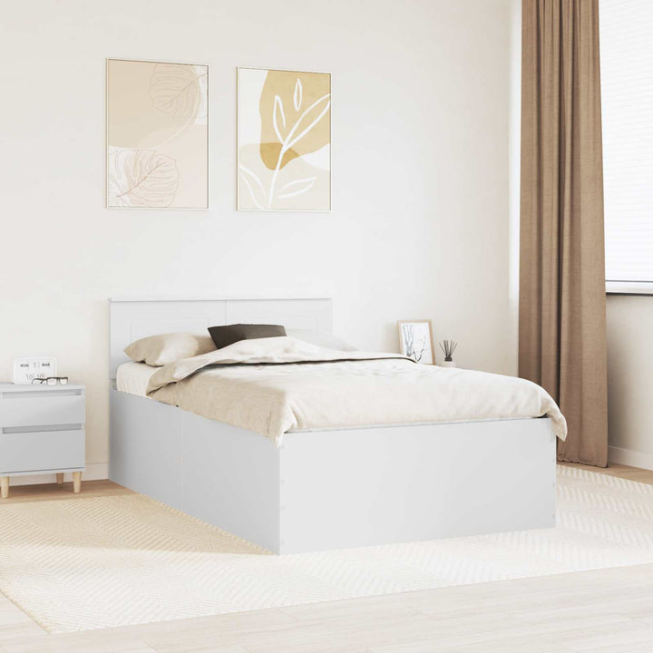 Sengestel med hovedgærde Hvid 135 x 190 cm Konstrueret træ