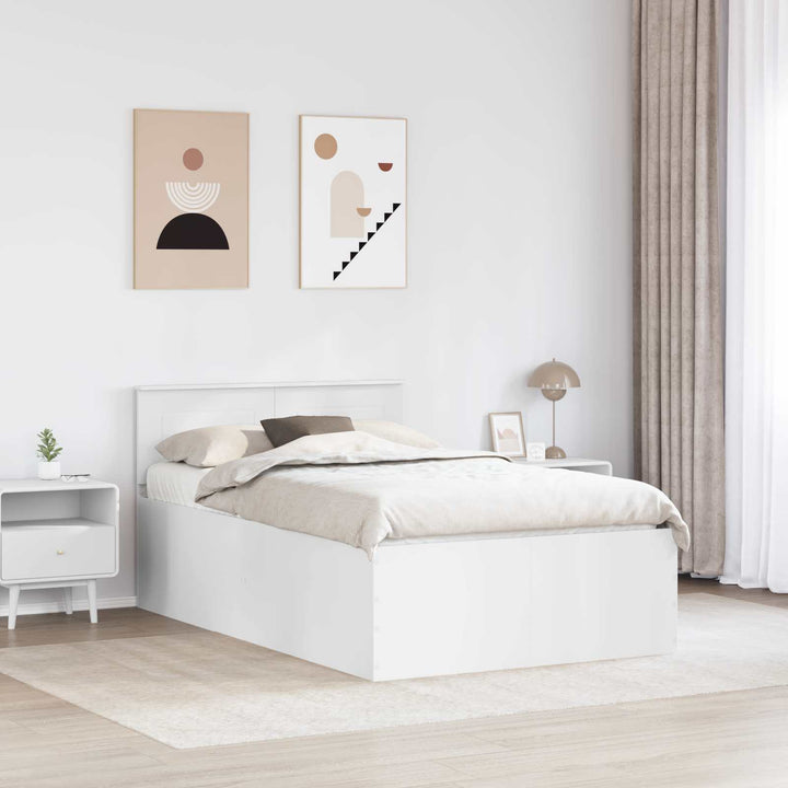 Sengestel med hovedgærde Hvid 135 x 190 cm Konstrueret træ