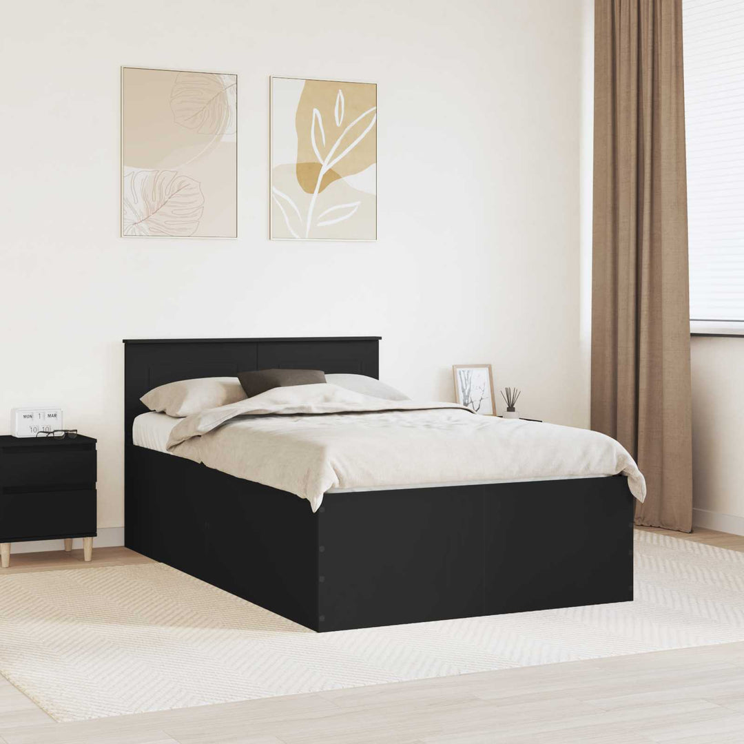 Sengestel med hovedgærde Sort 135 x 190 cm Konstrueret træ