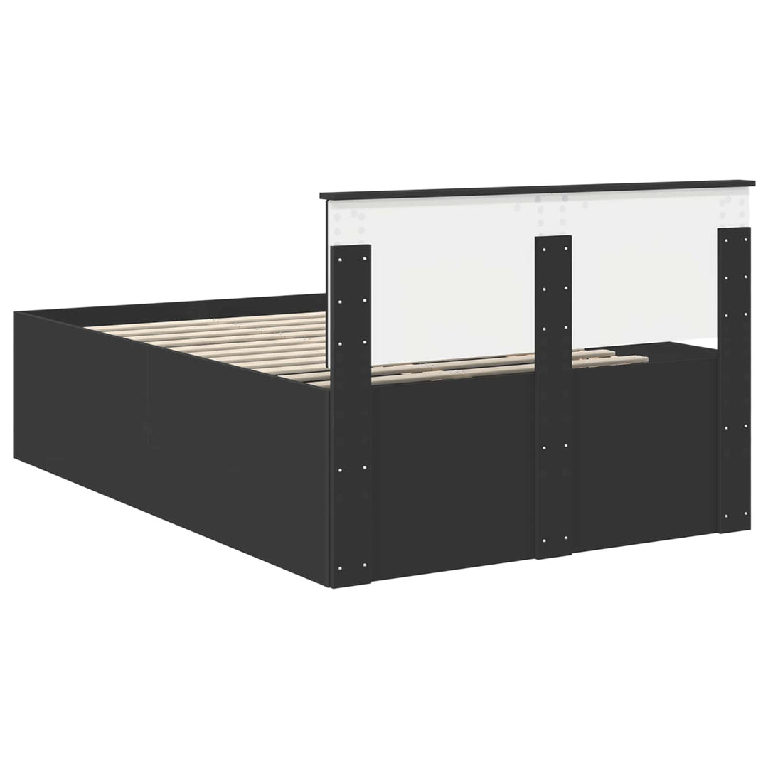Sengestel med hovedgærde Sort 135 x 190 cm Konstrueret træ