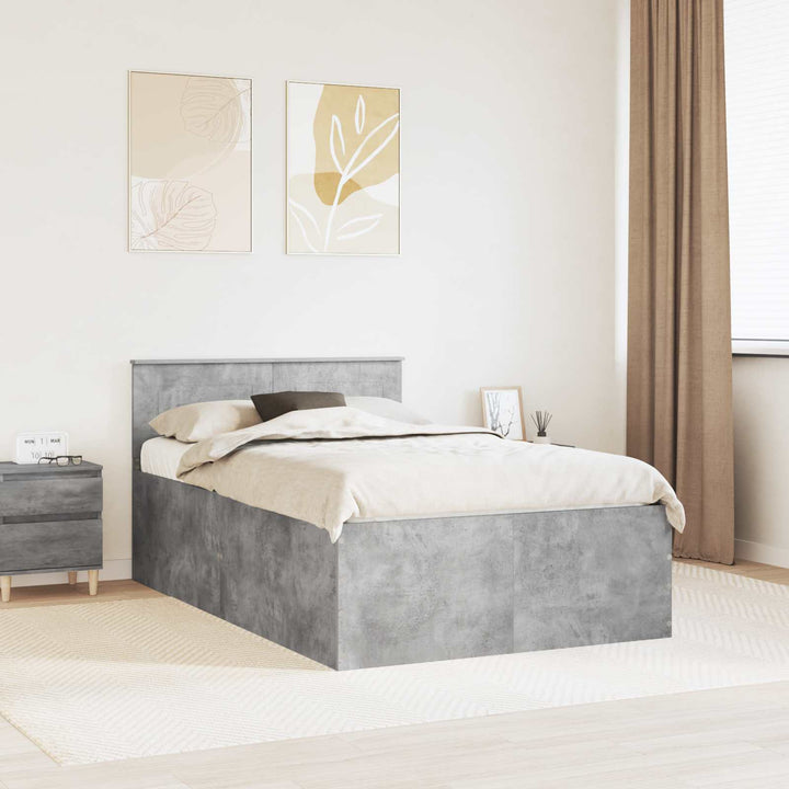 Sengestel med hovedgærde Beton Grå 135 x 190 cm Konstrueret træ