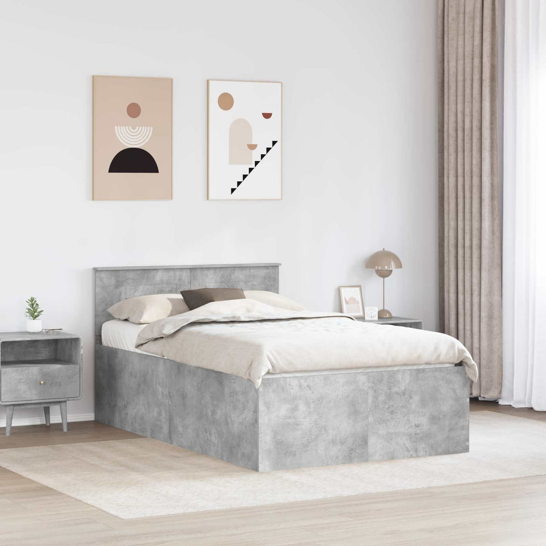 Sengestel med hovedgærde Beton Grå 135 x 190 cm Konstrueret træ
