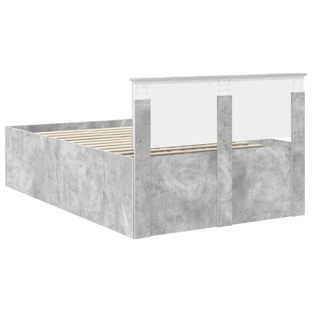 Sengestel med hovedgærde Beton Grå 135 x 190 cm Konstrueret træ
