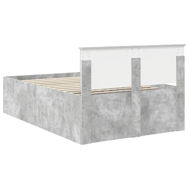 Sengestel med hovedgærde Beton Grå 135 x 190 cm Konstrueret træ