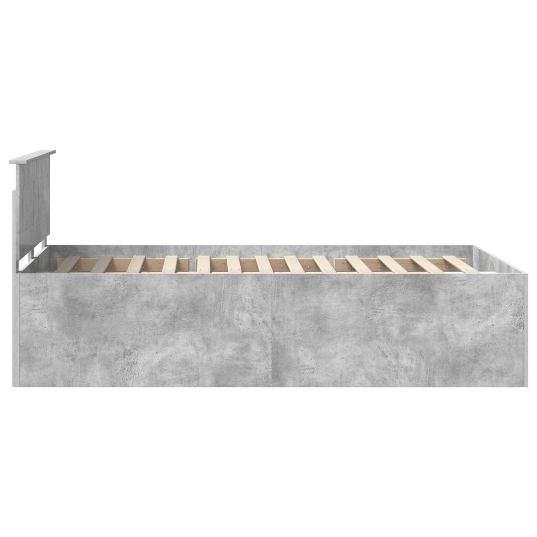 Sengestel med hovedgærde Beton Grå 135 x 190 cm Konstrueret træ