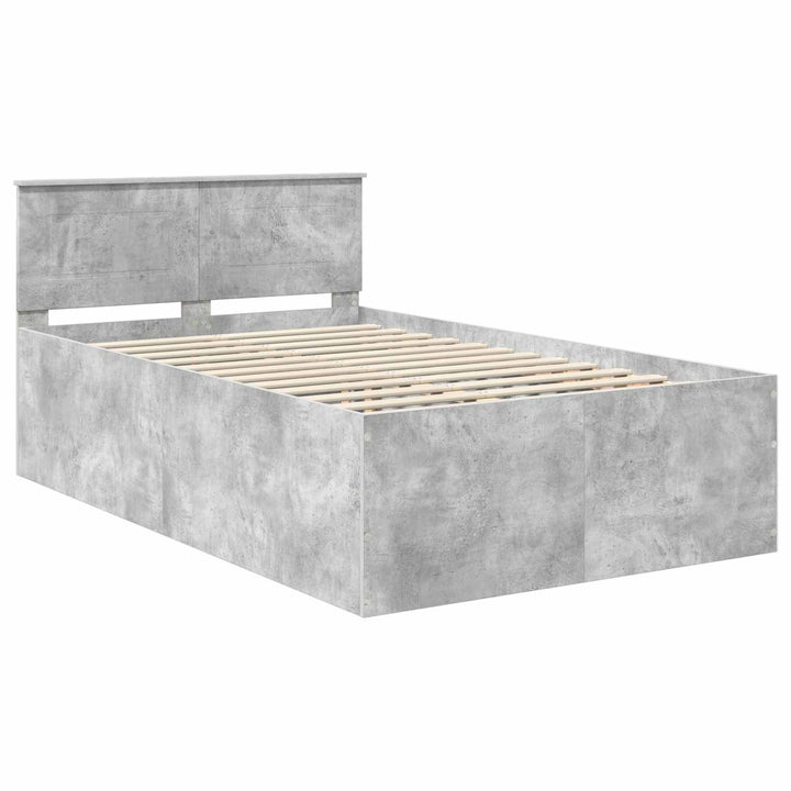 Sengestel med hovedgærde Beton Grå 120 x 190 cm Konstrueret træ