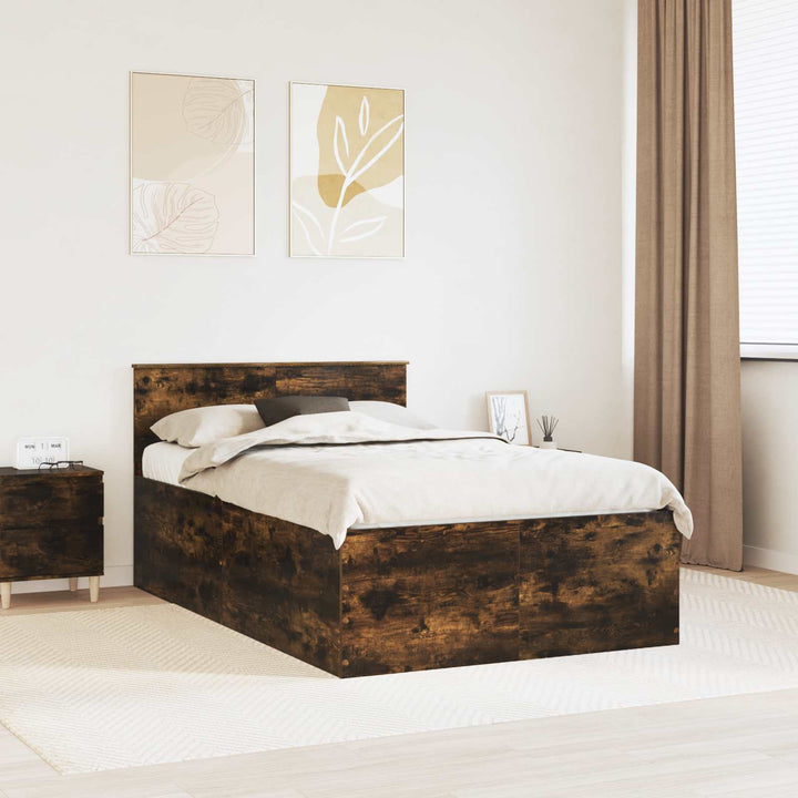 Sengestel med hovedgærde Røget eg 120 x 190 cm Konstrueret træ