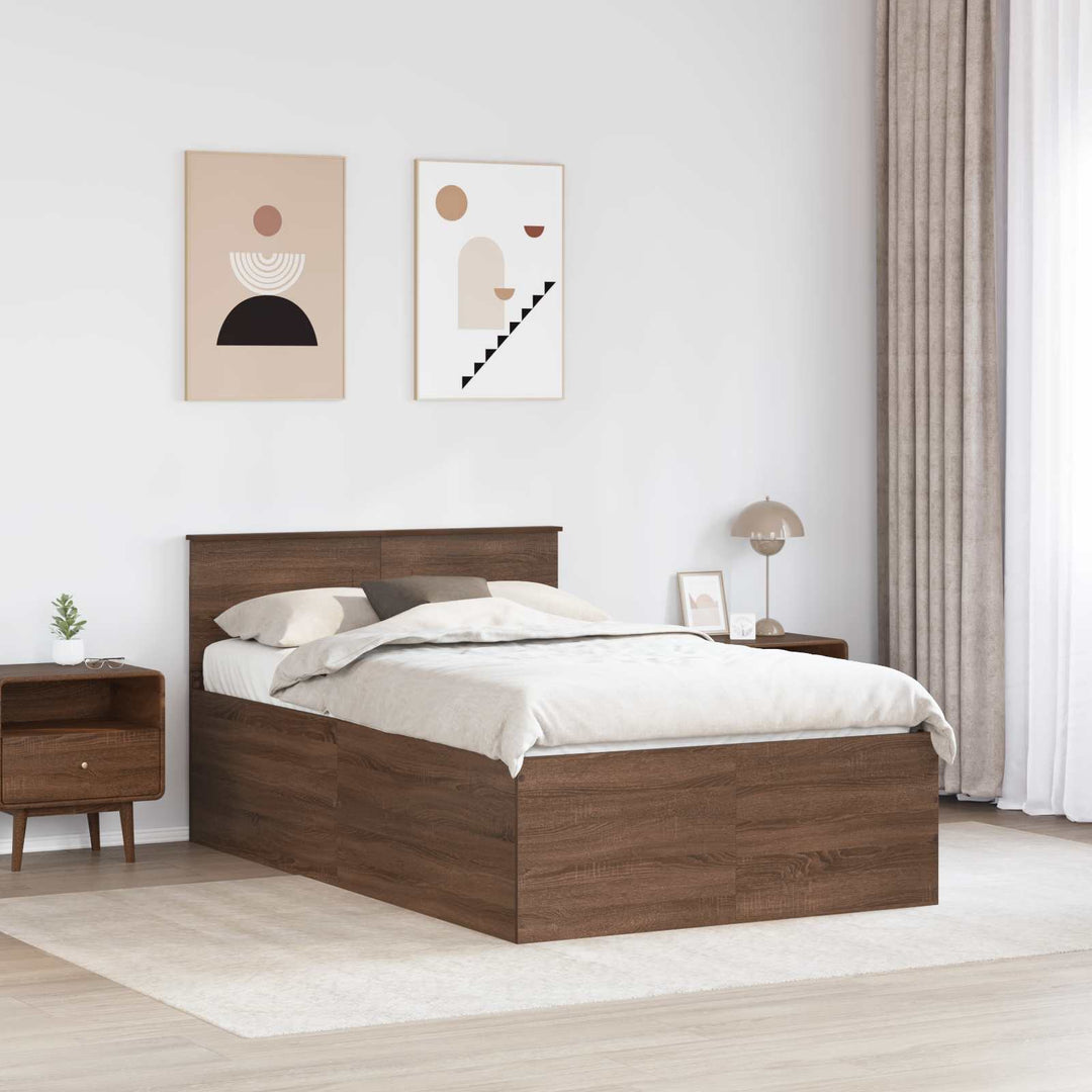 Sengestel med hovedgærde Brun eg 120 x 200 cm Konstrueret træ