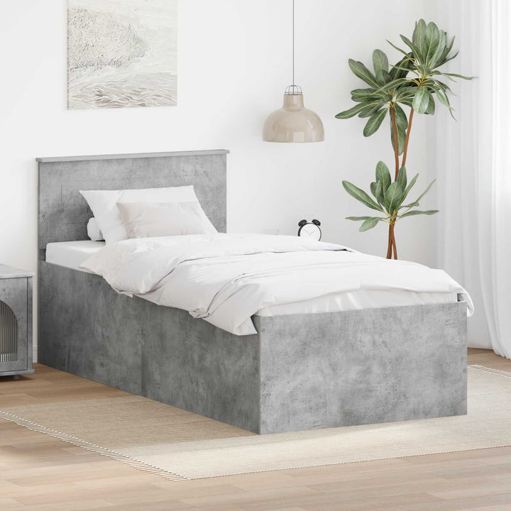 Sengestel med hovedgærde Beton Grå 120 x 200 cm Konstrueret træ