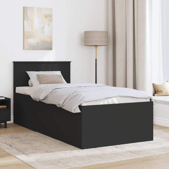 Sengestel med hovedgærde Sort 90 x 190 cm Konstrueret træ