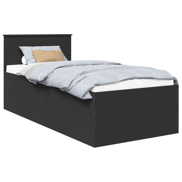 Sengestel med hovedgærde Sort 90 x 190 cm Konstrueret træ