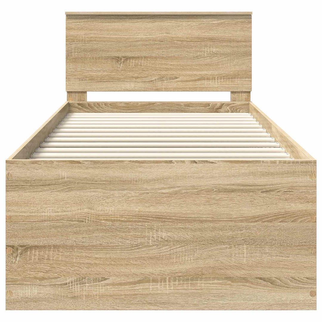 Sengestel med hovedgærde Sonoma eg 90 x 200 cm Konstrueret træ