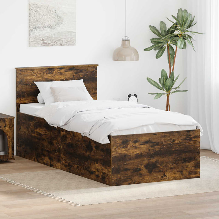 Sengestel med hovedgærde Røget eg 90 x 200 cm Konstrueret træ