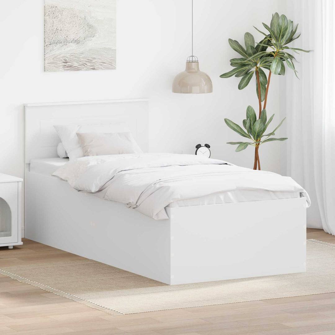 Sengestel med hovedgærde Hvid 75 x 190 cm Konstrueret træ