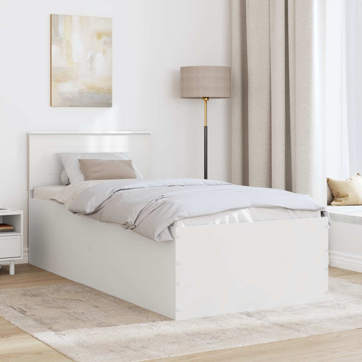 Sengestel med hovedgærde Hvid 75 x 190 cm Konstrueret træ
