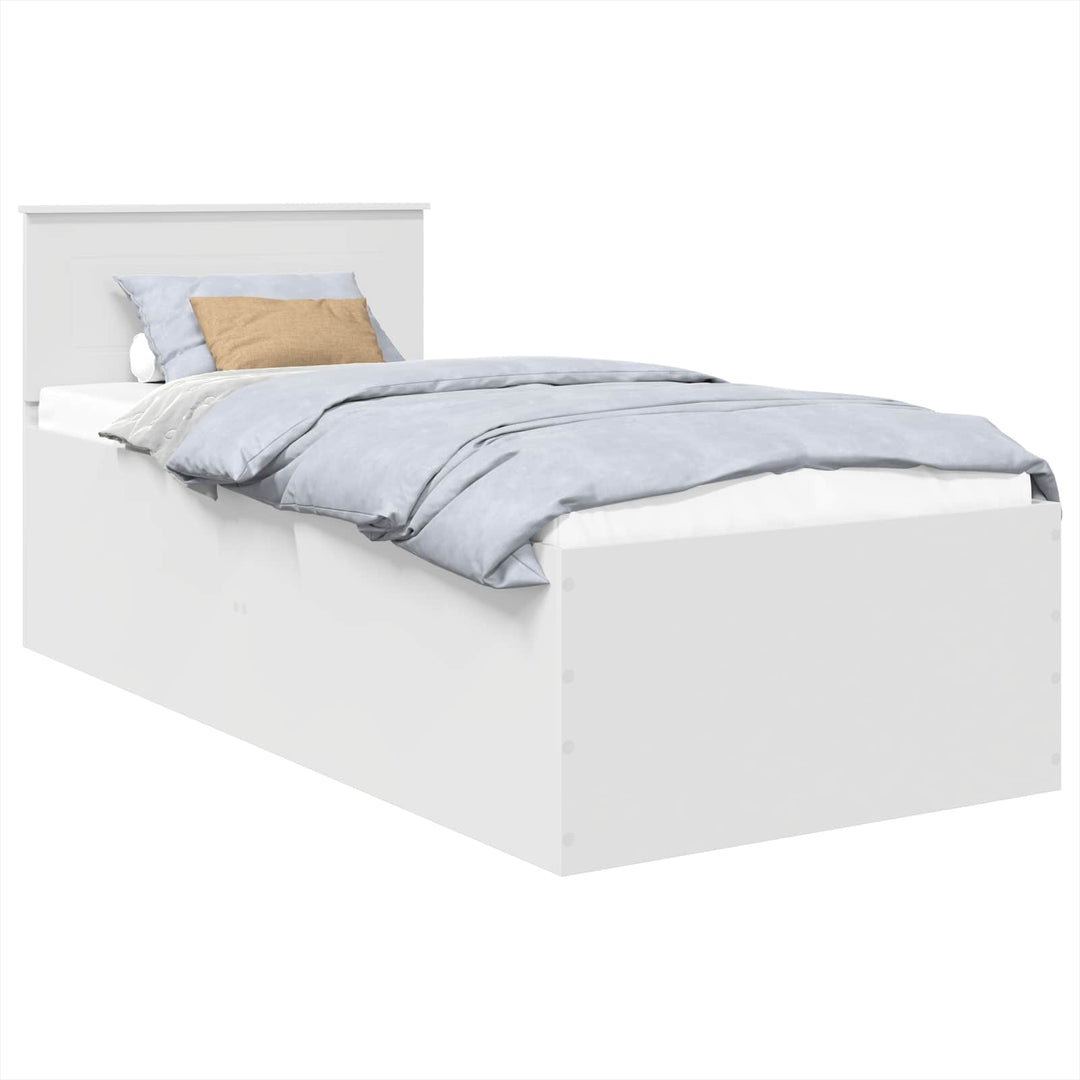 Sengestel med hovedgærde Hvid 75 x 190 cm Konstrueret træ