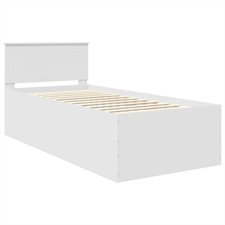 Sengestel med hovedgærde Hvid 75 x 190 cm Konstrueret træ