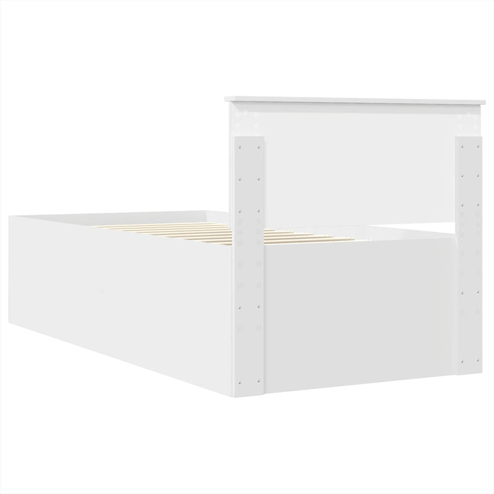 Sengestel med hovedgærde Hvid 75 x 190 cm Konstrueret træ