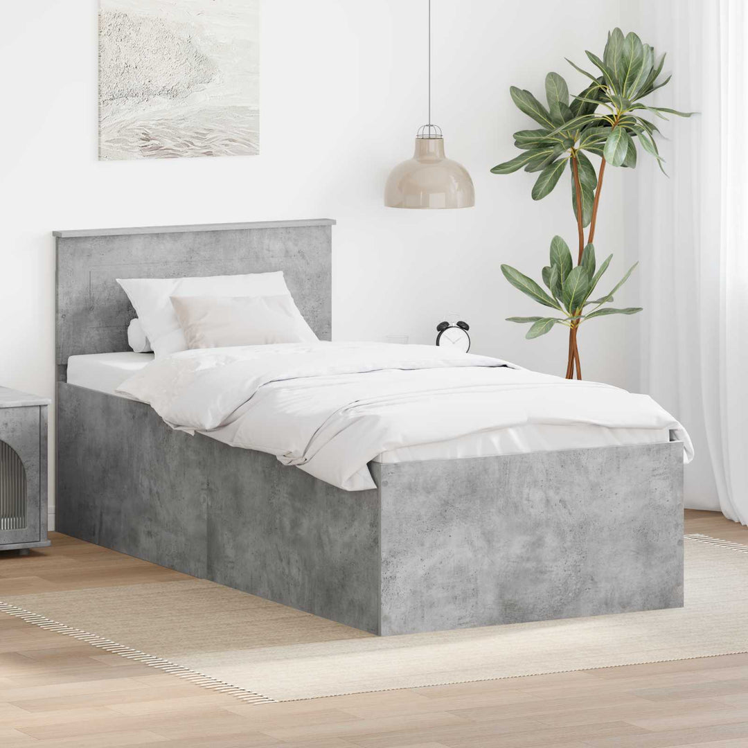 Sengestel med hovedgærde Beton Grå 75 x 190 cm Konstrueret træ