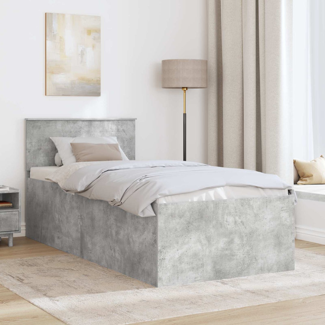 Sengestel med hovedgærde Beton Grå 75 x 190 cm Konstrueret træ