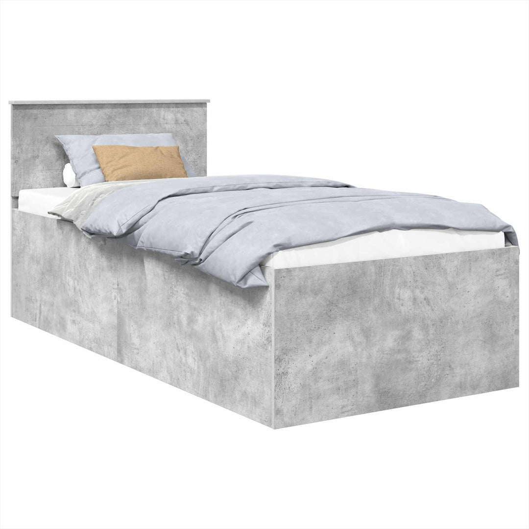 Sengestel med hovedgærde Beton Grå 75 x 190 cm Konstrueret træ