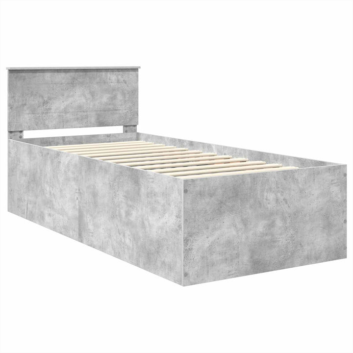 Sengestel med hovedgærde Beton Grå 75 x 190 cm Konstrueret træ