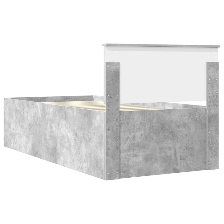 Sengestel med hovedgærde Beton Grå 75 x 190 cm Konstrueret træ