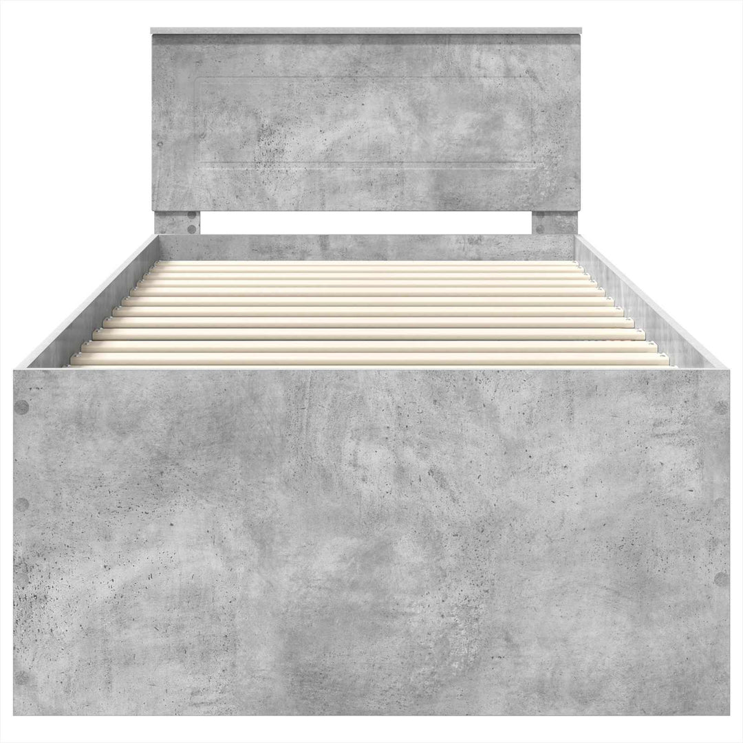 Sengestel med hovedgærde Beton Grå 75 x 190 cm Konstrueret træ