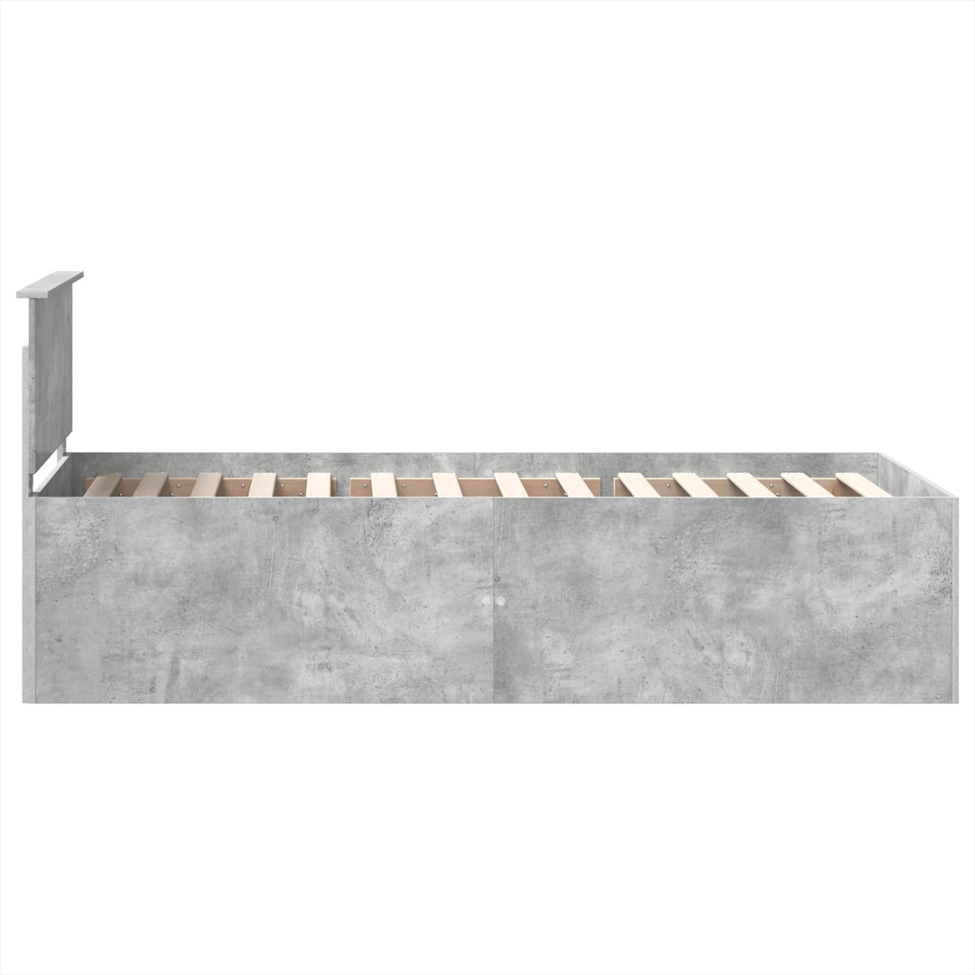 Sengestel med hovedgærde Beton Grå 75 x 190 cm Konstrueret træ