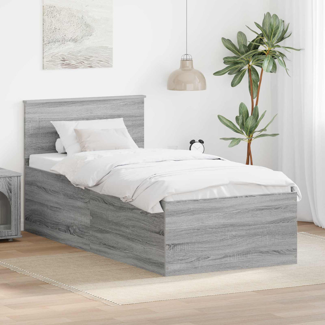Sengestel med hovedgærde Grå Sonoma 75 x 190 cm Konstrueret træ