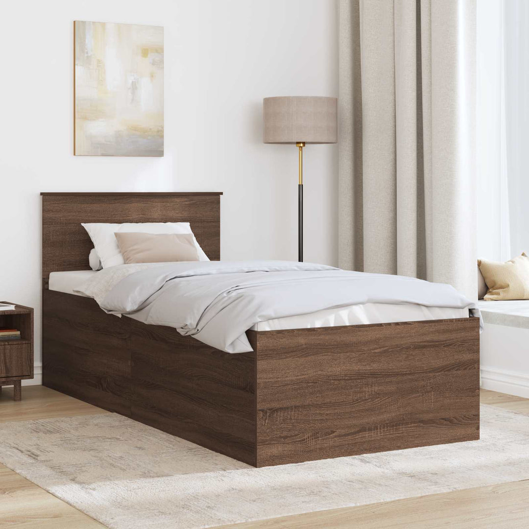 Sengestel med hovedgærde Brun eg 75 x 190 cm Konstrueret træ
