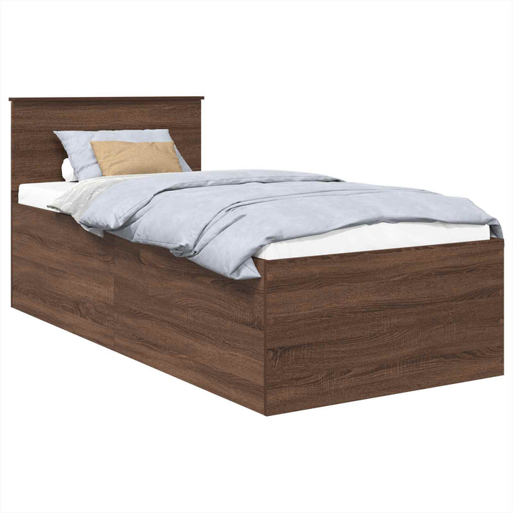 Sengestel med hovedgærde Brun eg 75 x 190 cm Konstrueret træ
