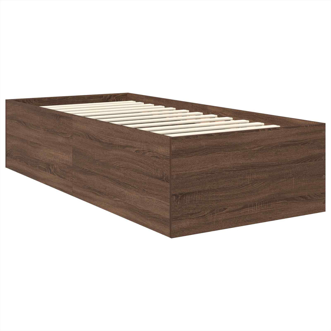 Sengestel med hovedgærde Brun eg 75 x 190 cm Konstrueret træ