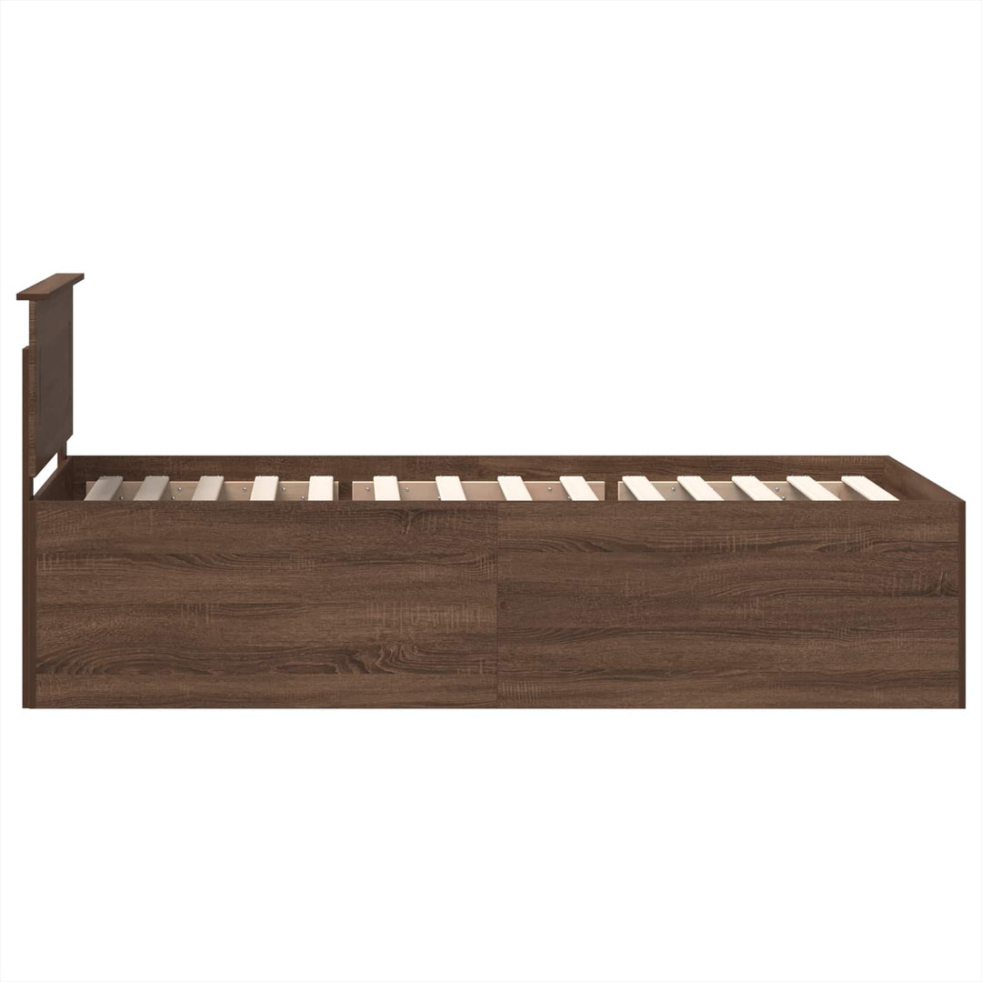 Sengestel med hovedgærde Brun eg 75 x 190 cm Konstrueret træ
