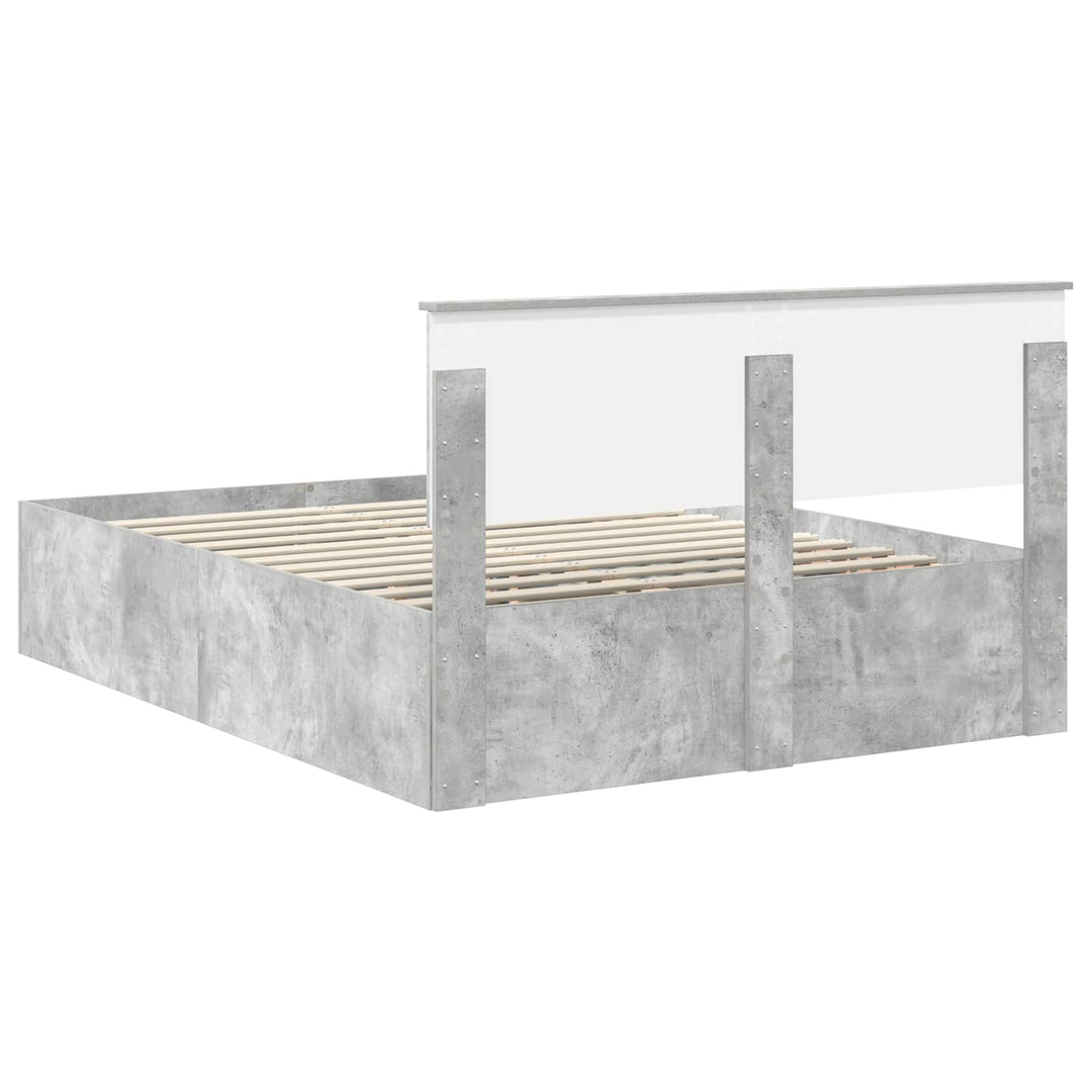 Sengestel med hovedgærde Beton Grå 150 x 200 cm Konstrueret træ