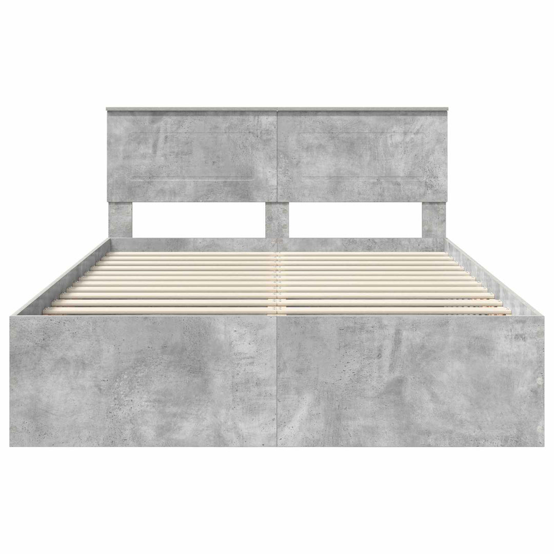 Sengestel med hovedgærde Beton Grå 150 x 200 cm Konstrueret træ