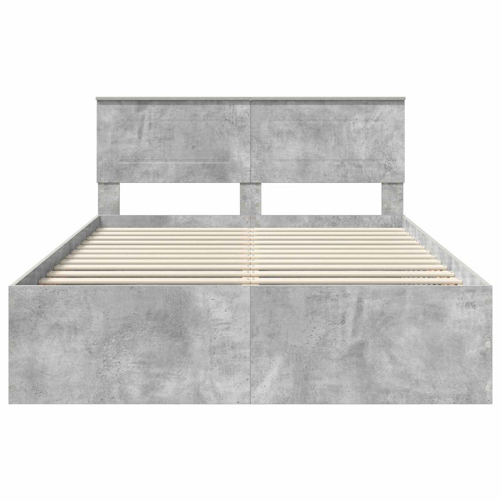 Sengestel med hovedgærde Beton Grå 150 x 200 cm Konstrueret træ
