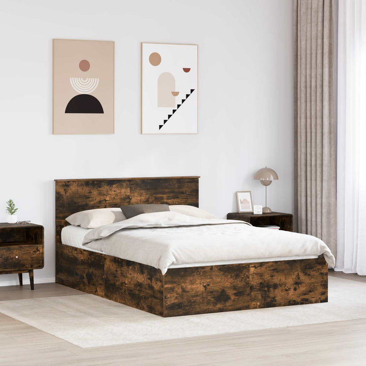 Sengestel med hovedgærde Røget eg 150 x 200 cm Konstrueret træ