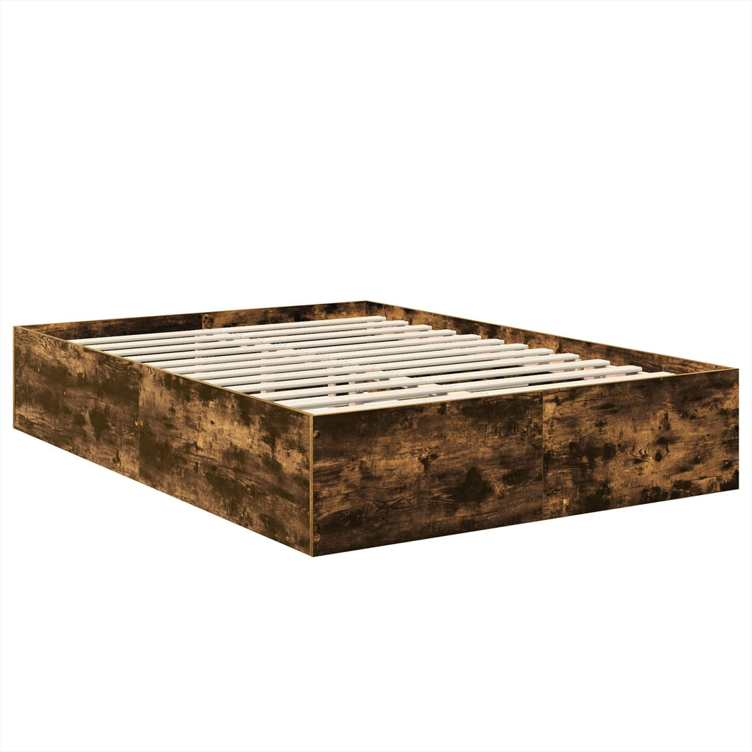 Sengestel med hovedgærde Røget eg 150 x 200 cm Konstrueret træ