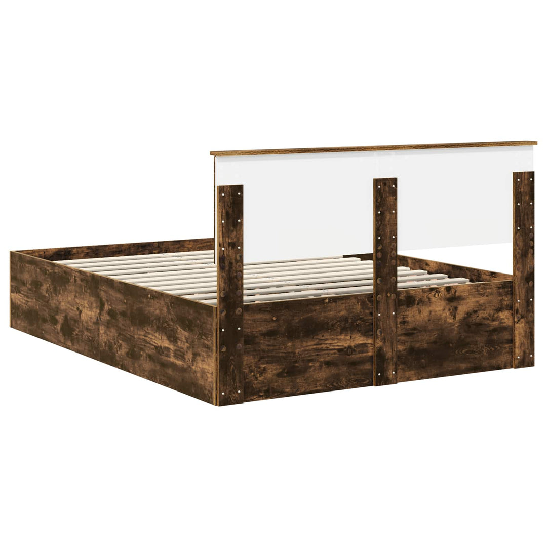 Sengestel med hovedgærde Røget eg 150 x 200 cm Konstrueret træ