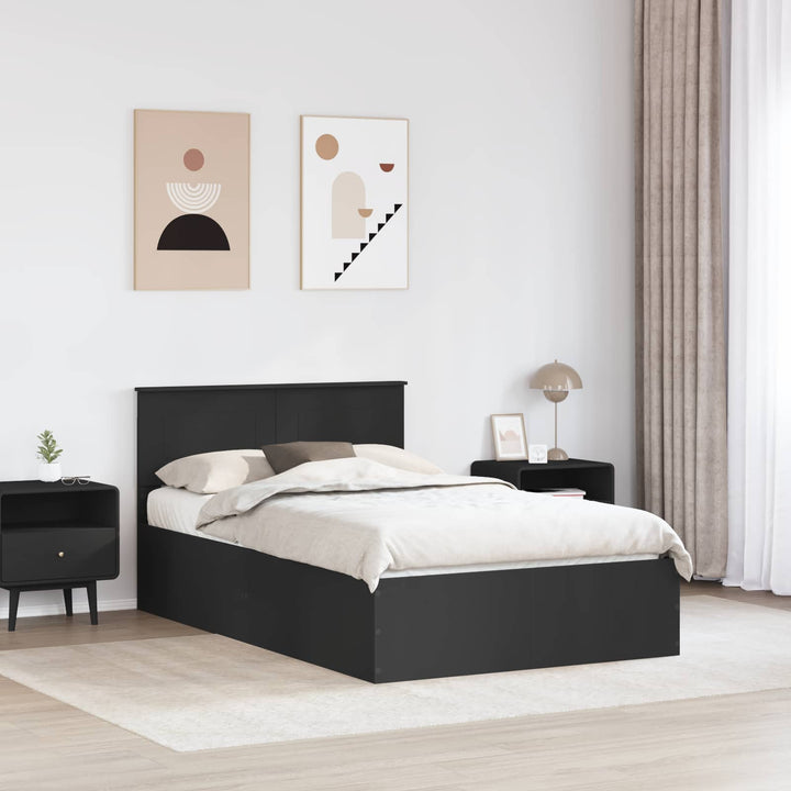 Sengestel med hovedgærde Sort 120 x 190 cm Konstrueret træ