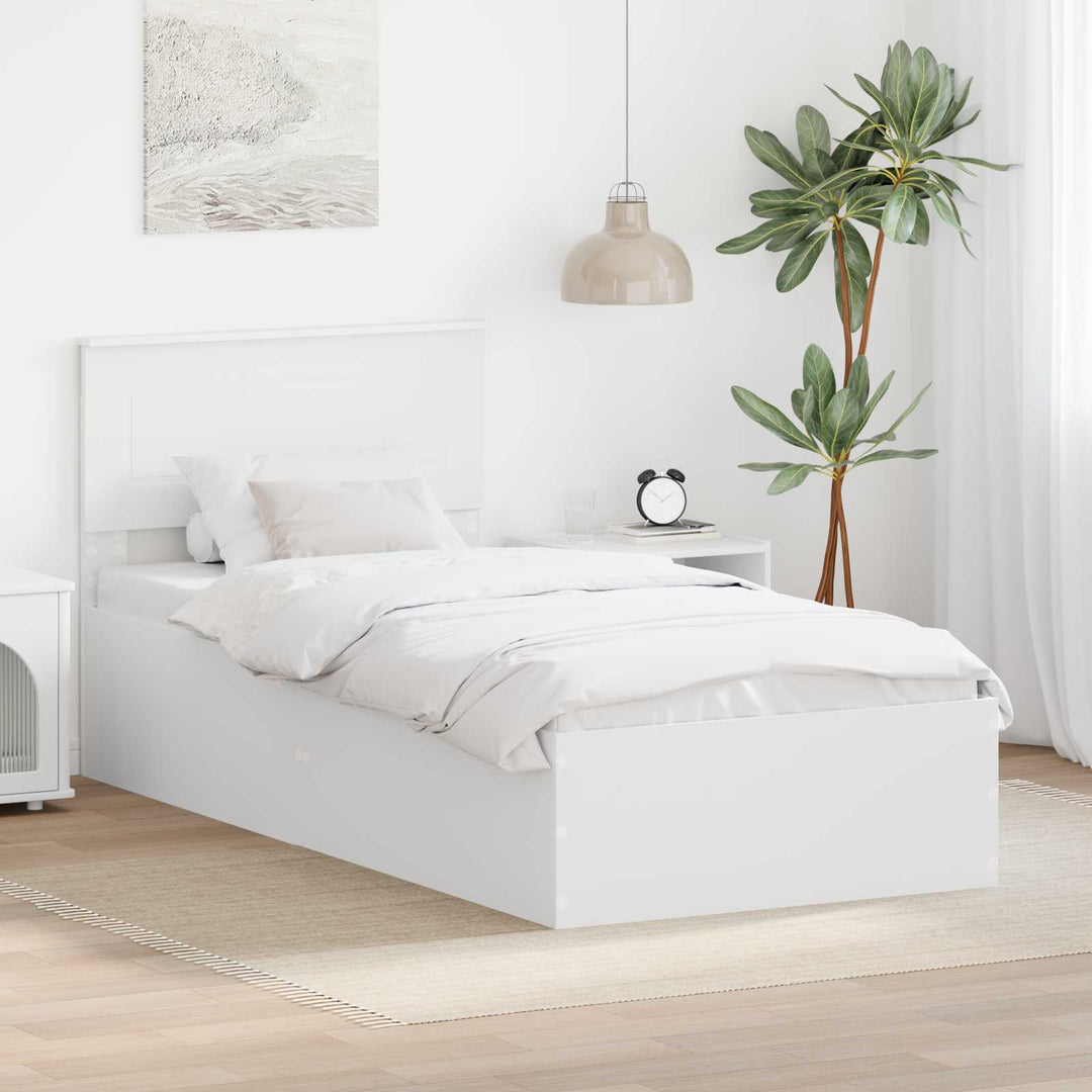 Sengestel med hovedgærde Hvid 100 x 200 cm Konstrueret træ
