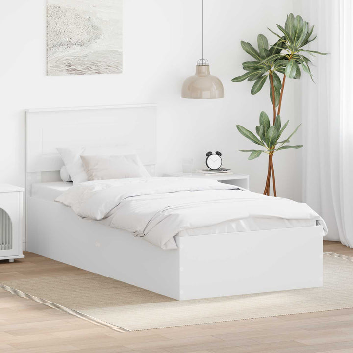 Sengestel med hovedgærde Hvid 100 x 200 cm Konstrueret træ