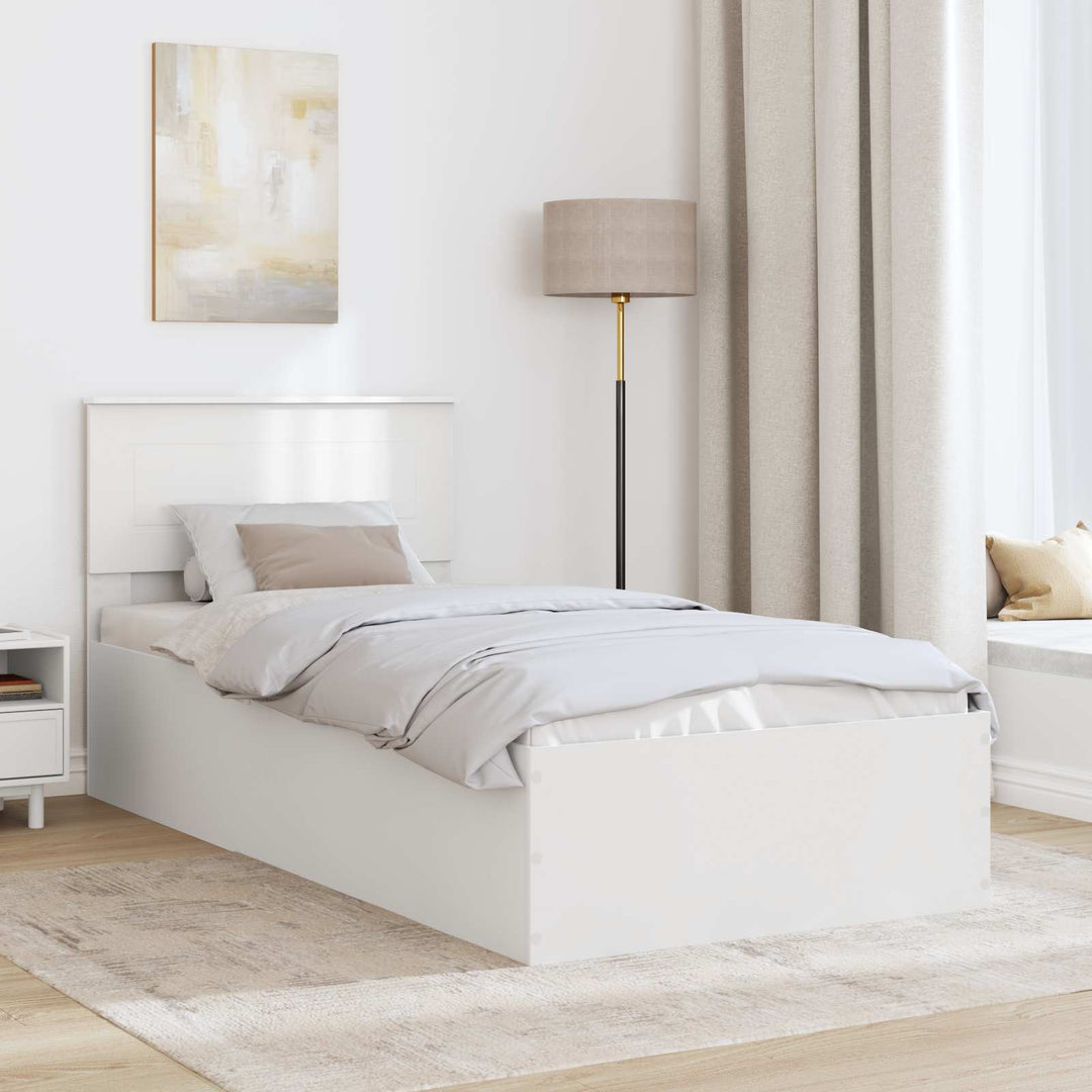 Sengestel med hovedgærde Hvid 100 x 200 cm Konstrueret træ